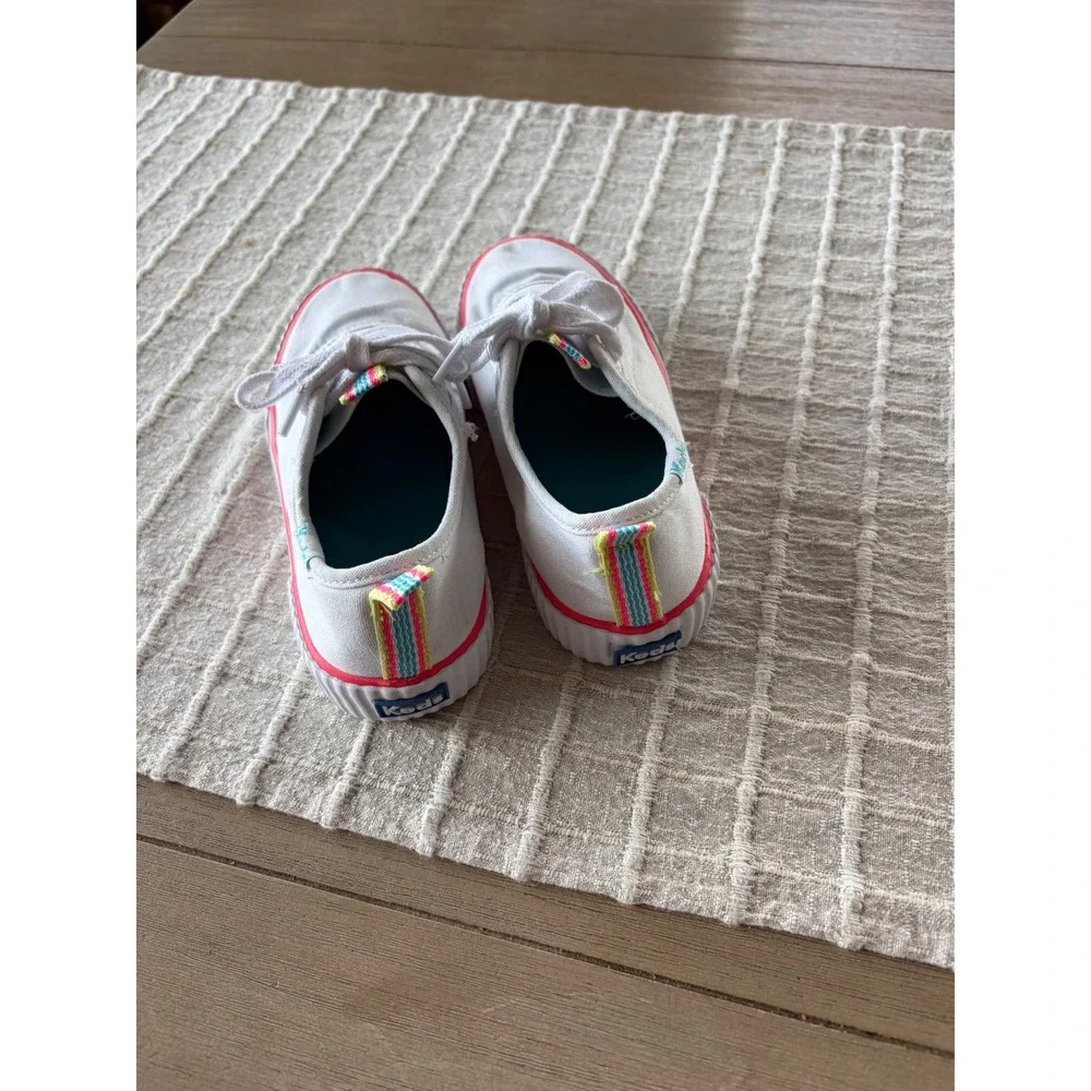 Keds Jump Kick Kids White Canvas Sneakers Rainbow Trim Pink Stripe Size 13M